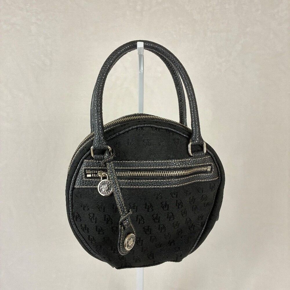 Dooney & Bourke Black Monogram Circle Canteen Crossbody Bag VINTAGE Mini purse
